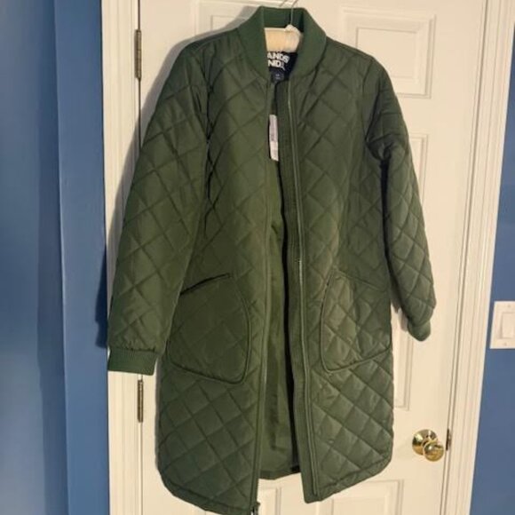 Lands' End Women's Bomber Coat, New XS Forest Green - Picture 7 of 9